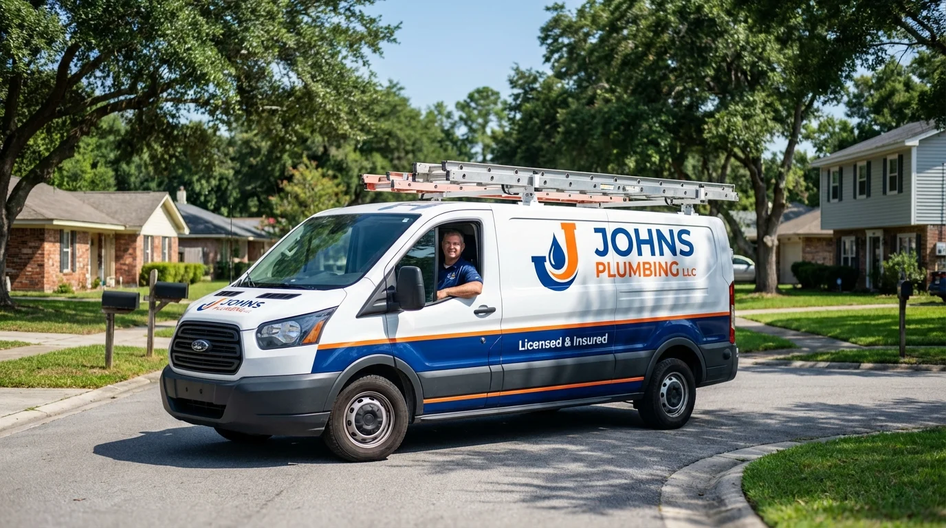 Johns Plumbing LLC service van in Bayonne, NJ