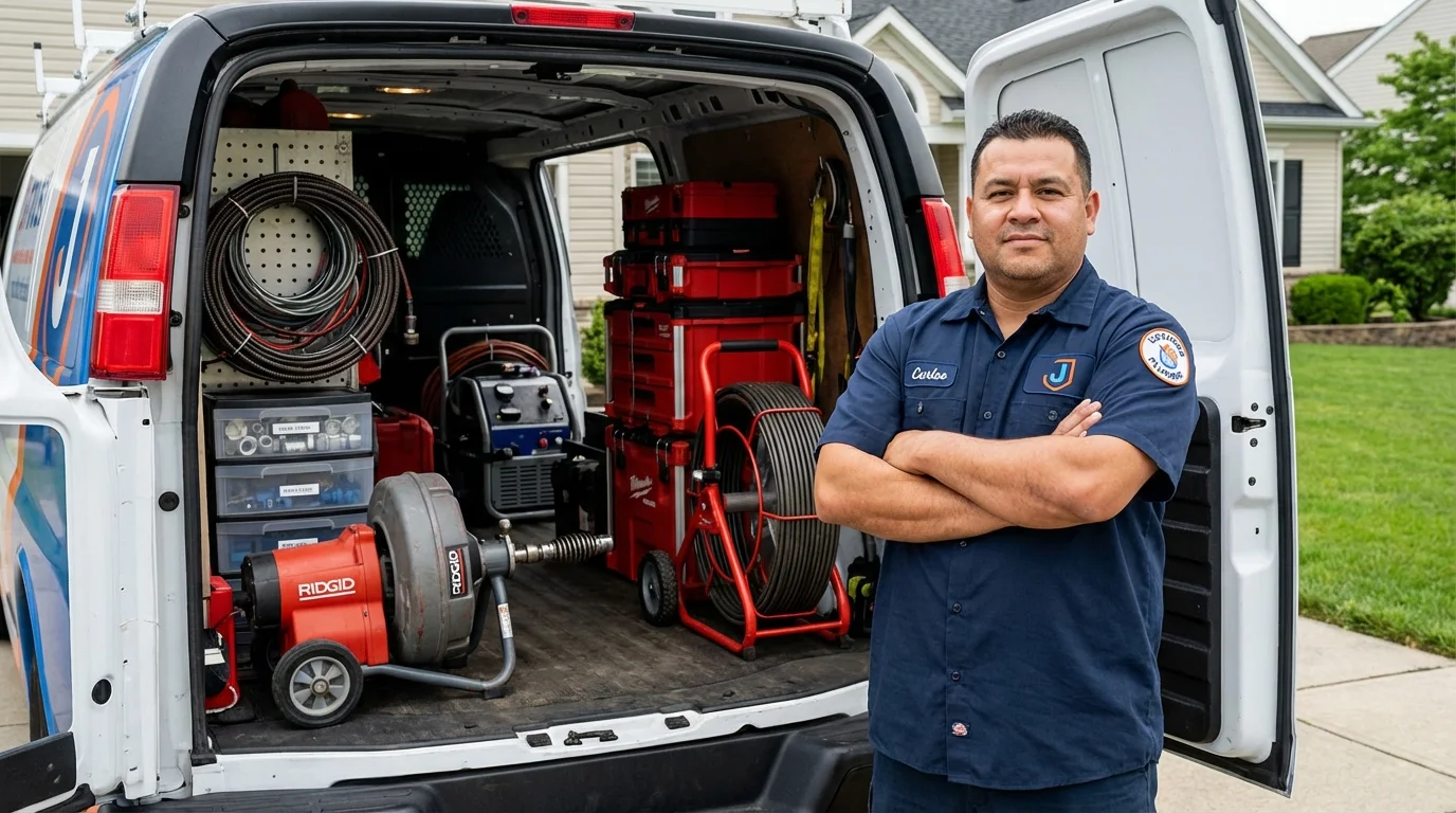 Professional drain cleaning equipment and Johns Plumbing LLC plumber in Bayonne