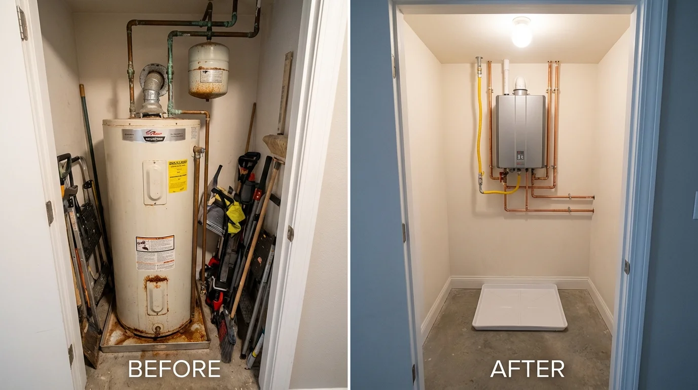Tank water heater versus wall-mounted tankless unit comparison for Bayonne, NJ homeowners